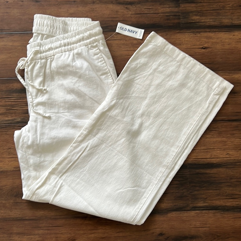 NWT Old Navy, white linen pants, size Small/P